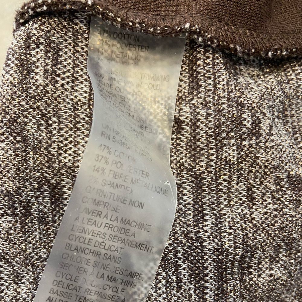 Petite Gingham Metallic Brown Zip Up High Collar Long Sleeve Lounge Sweatshirt - Picture 4 of 8